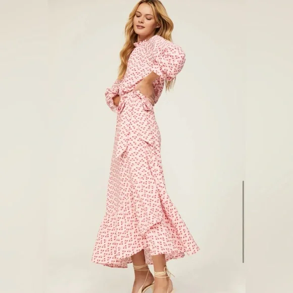 Hill House Home Pink Posy 2pc Set: Millie Top + Mirabel Wrap Skirt Floral Ruffle - Picture 4 of 12